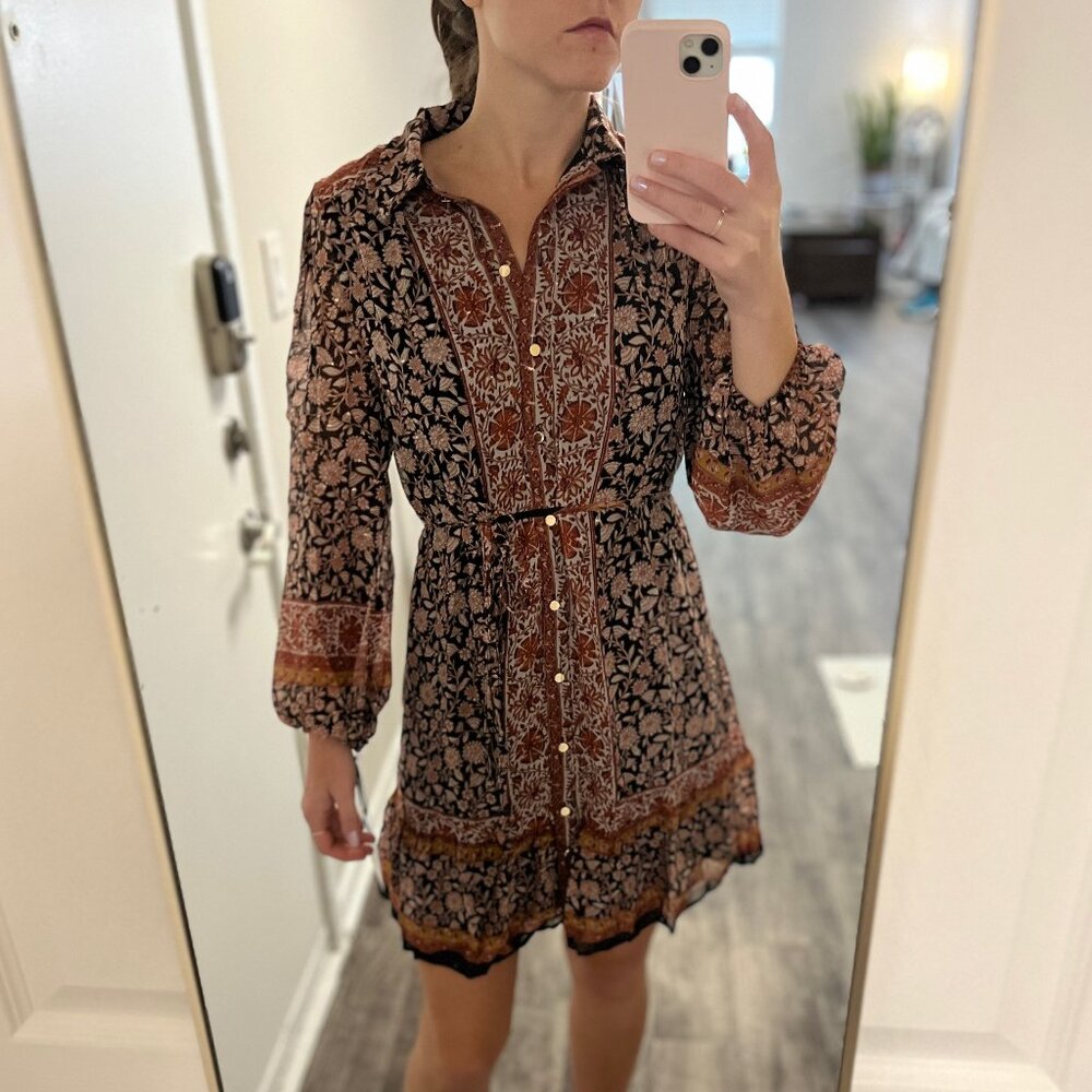 Earthy Floral Bohemian Mini Dress